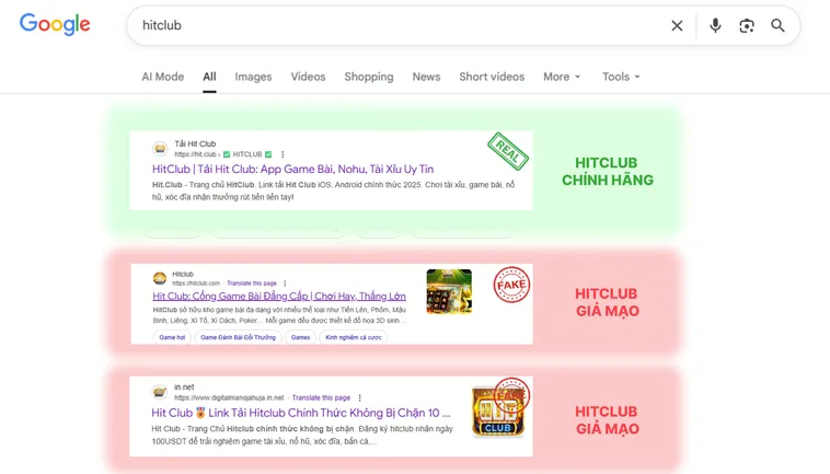 Săn Nhà HitClub Cách Nhận Biết Nhà Cái HitClub Chính Thức 3 Logo trên trang chủ Hit.Club thật sắc nét, màu sắc chuẩn, còn logo trên trang giả Hit.Club mờ hoặc lệch màu.